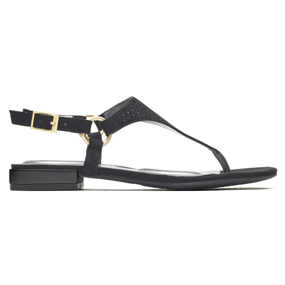 Rockport Total Motion Zosia Thong - Womens Sandals - Black - NZ (TFP-423109)